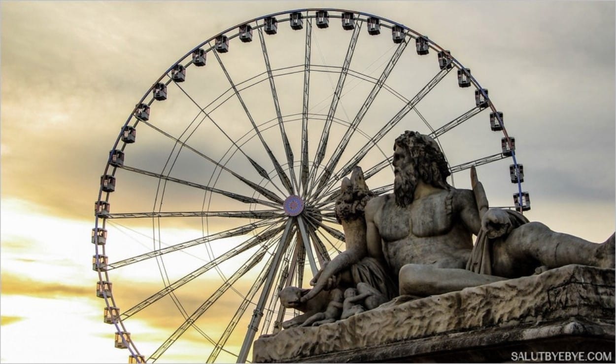 Sculpture des Tuileries au coucher du soleil