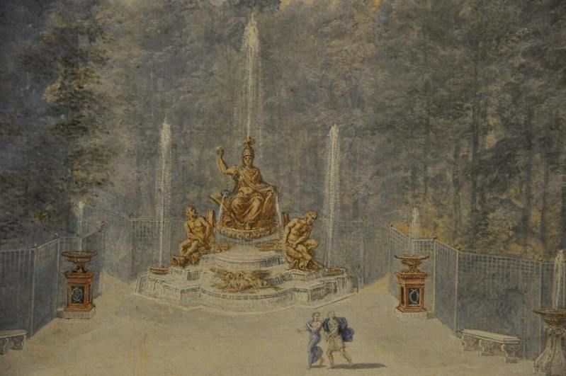 on remarquera la diversité des fontaines, des jets, des nappes et des cuves des figures...