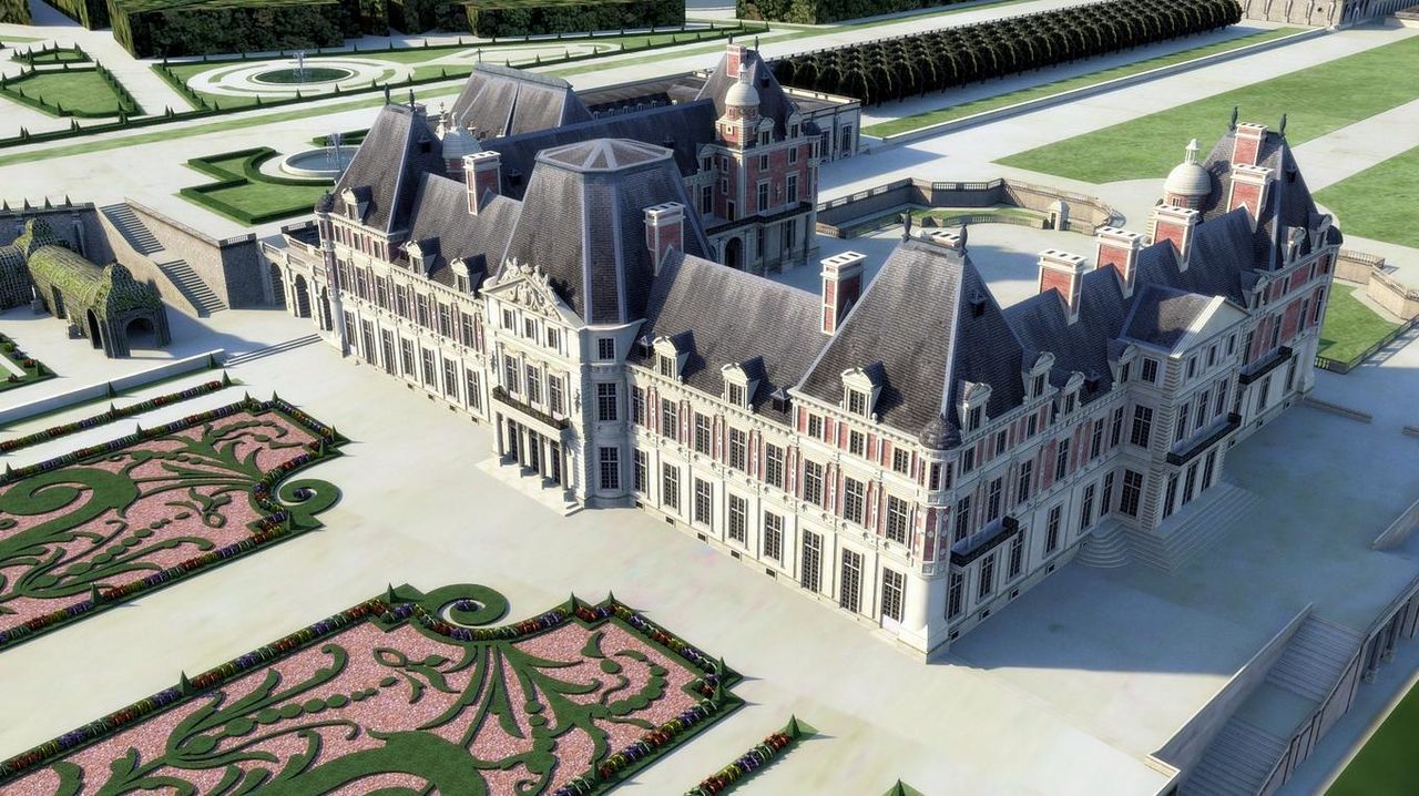 Château de Meudon, côté jardins (restitution)