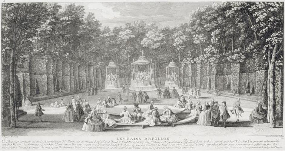 Vue du bosquet des Bains d’Apollon dans les jardins de Versailles vers 1730, Jacques Rigaud
