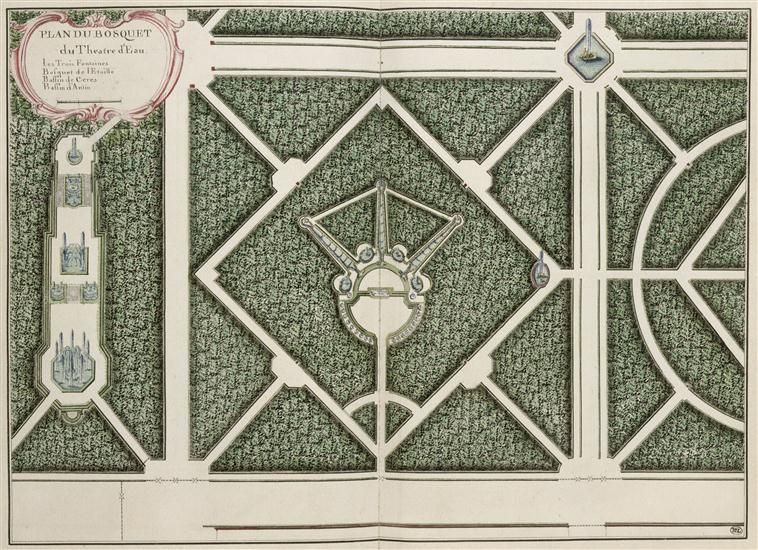Le plus riche et le plus méconnaissable aujourd'hui : le bosquet du Théâtre d’eau / bosquet du Rond vert - auj. Bosquet du nouveau Théâtre d'Eau